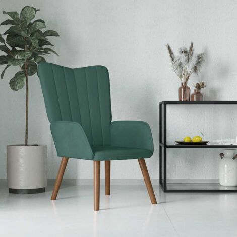 Silla de relajación de terciopelo verde oscuro vidaXL