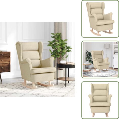 Silla de relajación - vidaXL Silla mecedora de tela crema 74x90x102 cm - Silla de oficina