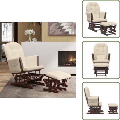 Silla de relajación - vidaXL Sillón de lactancia con taburete tela blanco crema - Reposapiés