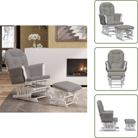 Silla de relajación - vidaXL Sillón de lactancia con taburete tela gris claro - Silla de bebé con reposapiés