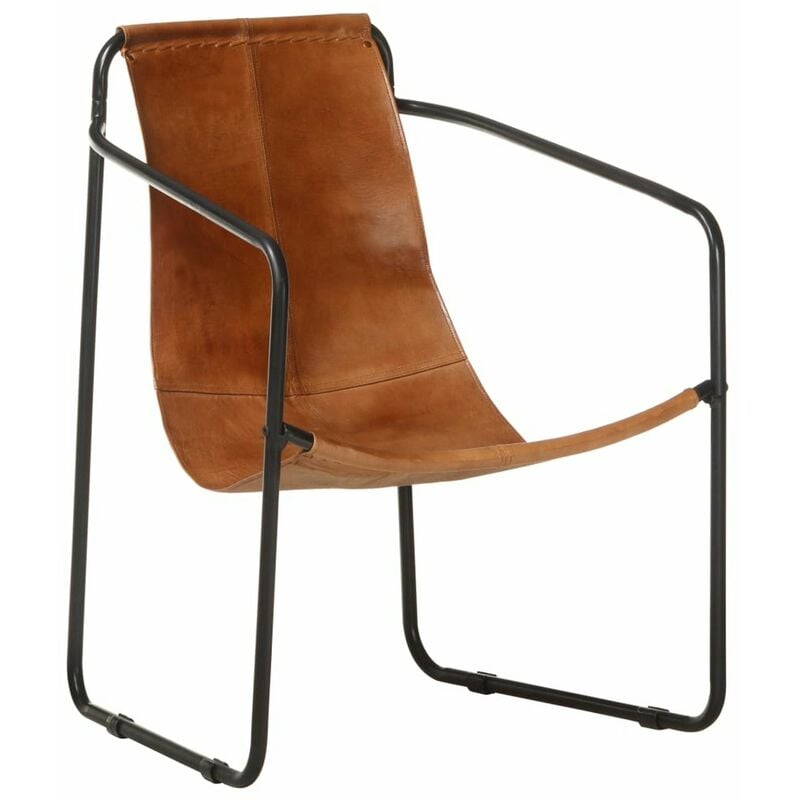 

Happyshopping - Silla de relax de cuero autentico marron