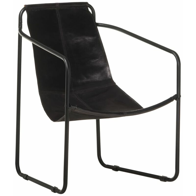 

Silla de relax de cuero auténtico negro