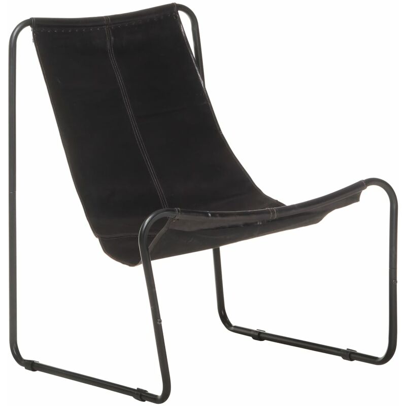 

Silla de relax de cuero auténtico negro