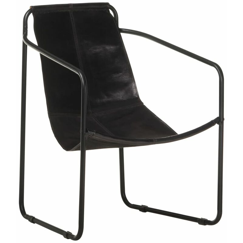 

Silla de relax de cuero auténtico negro - Negro