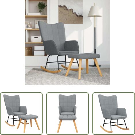 Silla de relax -  Silla mecedora con reposapiés tela gris claro