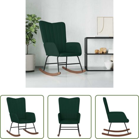 Silla de relax -  Silla mecedora de terciopelo verde oscuro
