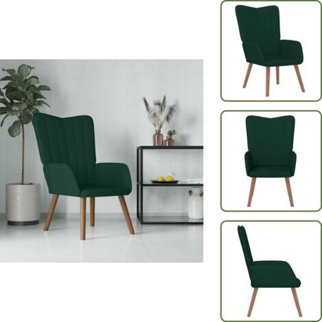 Silla de relax - vidaXL Silla de relajación de terciopelo verde oscuro - Silla de comedor