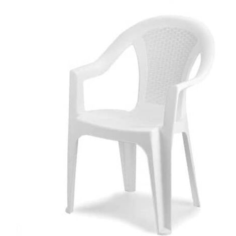 Silla de Resina Blanca - Diseño Apilable con Respaldo Bajo