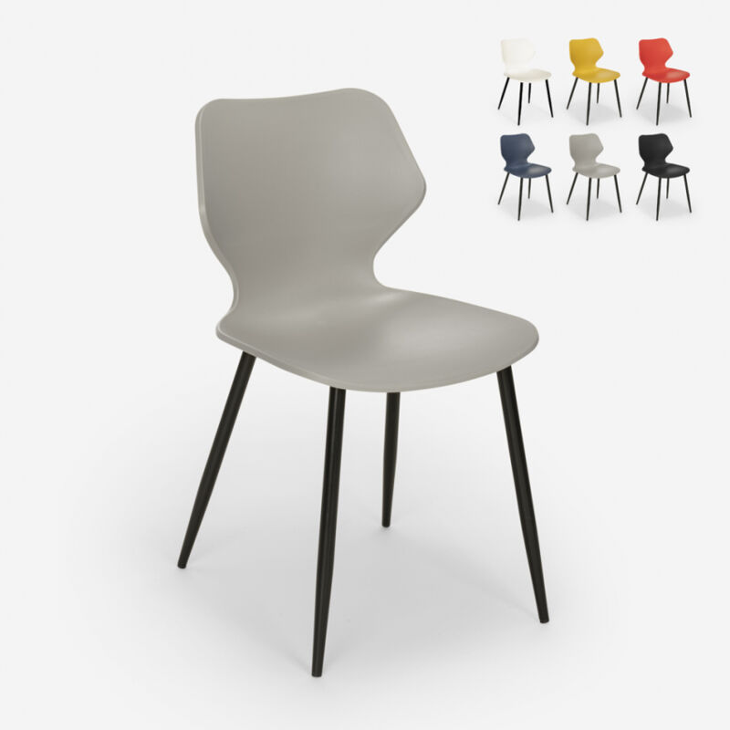 

Silla de diseño moderno metal polipropileno restaurante comedor Ladysmith | Gris