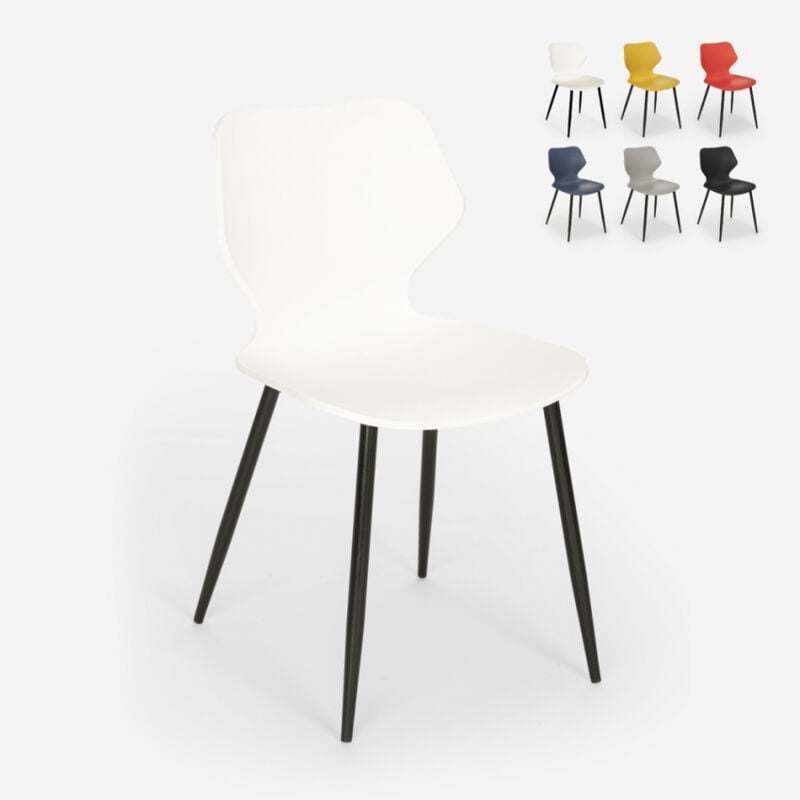 

Silla de diseño moderno metal polipropileno restaurante comedor Ladysmith | Blanco