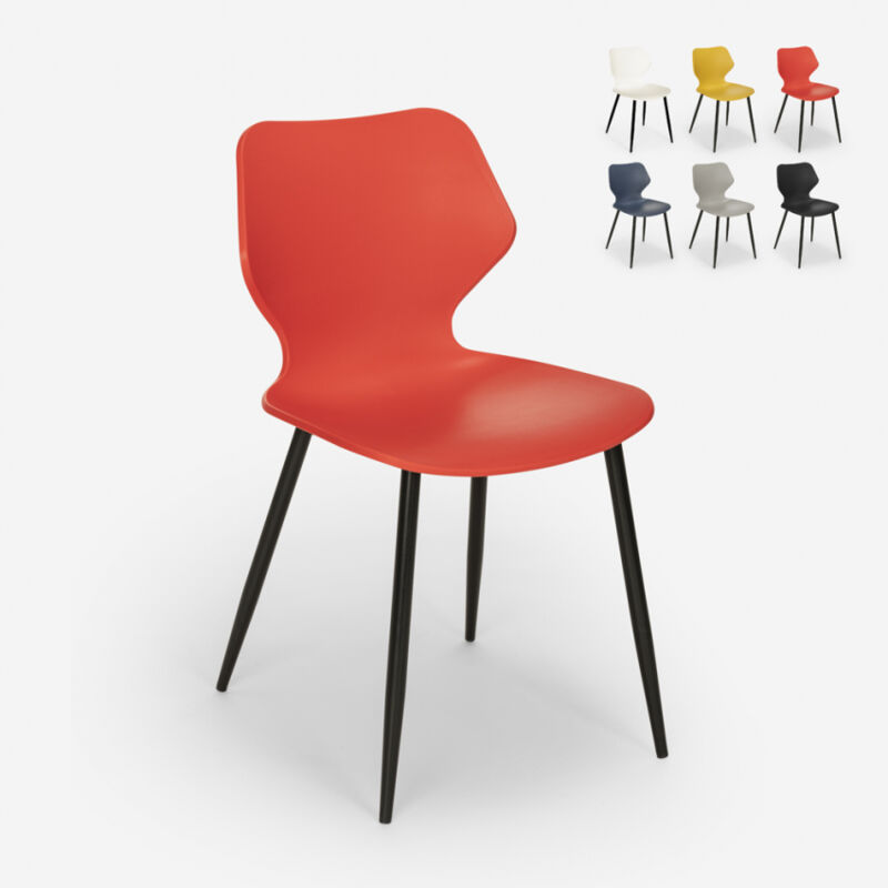 

Silla de diseño moderno metal polipropileno restaurante comedor Ladysmith | Rojo