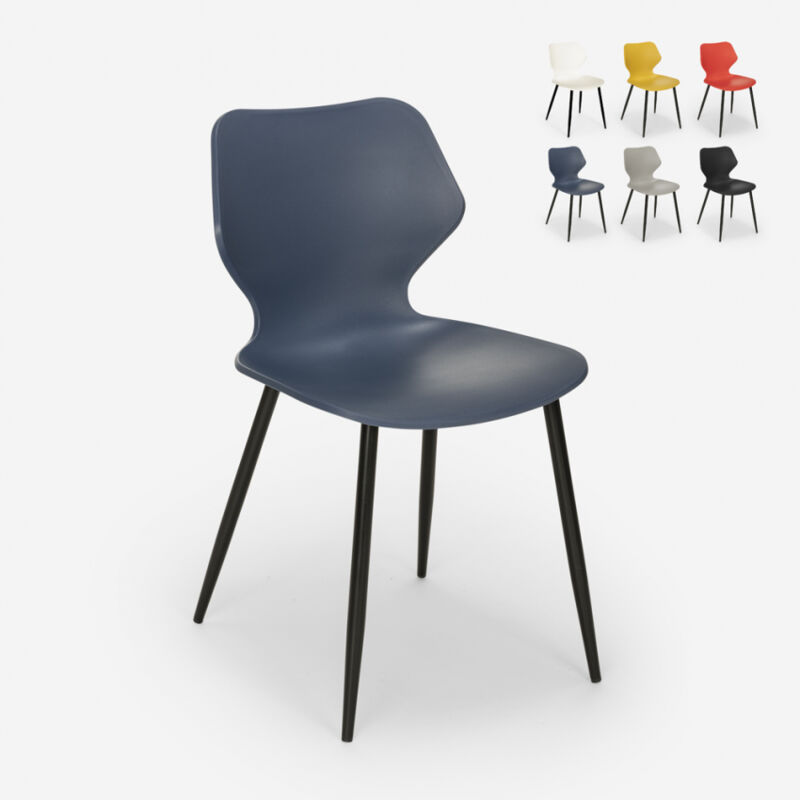 

Silla de diseño moderno metal polipropileno restaurante comedor Ladysmith | Azul Marino