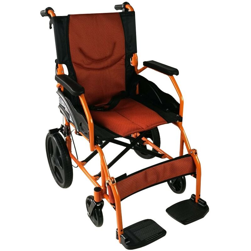 

Silla de ruedas | Plegable | Aluminio | Freno en manetas | Reposapis | Reposabrazos | Naranja | Piràmide | Mobiclinic