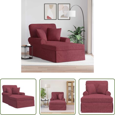 Silla de sala -  Chaise Lounge con Falda con cojín 3 pcs Rojo vino tela