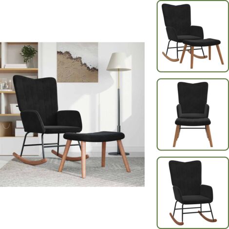 Silla de sala - vidaXL Silla mecedora con reposapiés terciopelo negro - Silla con respaldo