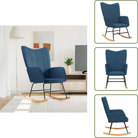 Silla de sala - vidaXL Silla mecedora de tela azul - Mecedora de tela
