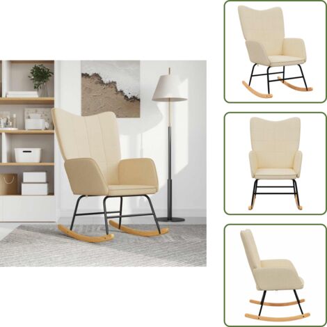 Silla de sala - vidaXL Silla mecedora de tela color crema - Mecedora de crema