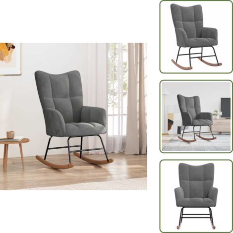 Silla de sala - vidaXL Silla mecedora de terciopelo gris oscuro - Silla de estar