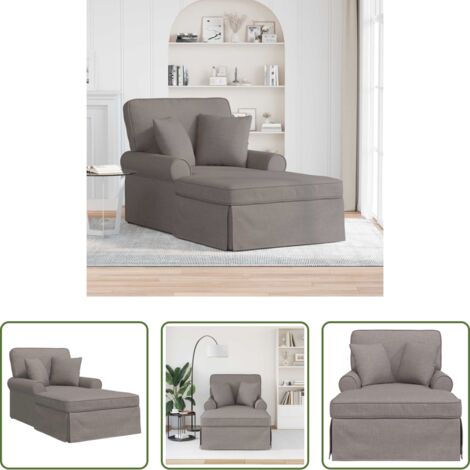 Silla de salón -  Chaise Lounge con Falda con cojín con almohada 3 pcs Taupé tela