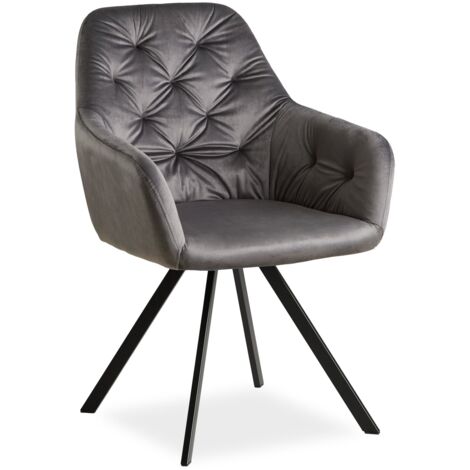 Silla de salón comedor con cómodo tapizado de terciopelo en color gris CDS06006
