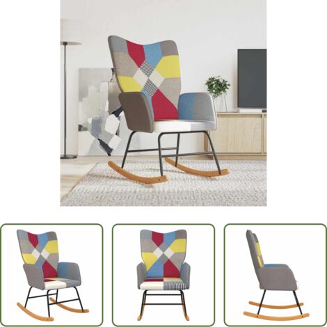 Silla de salón -  Silla mecedora de tela Patchwork
