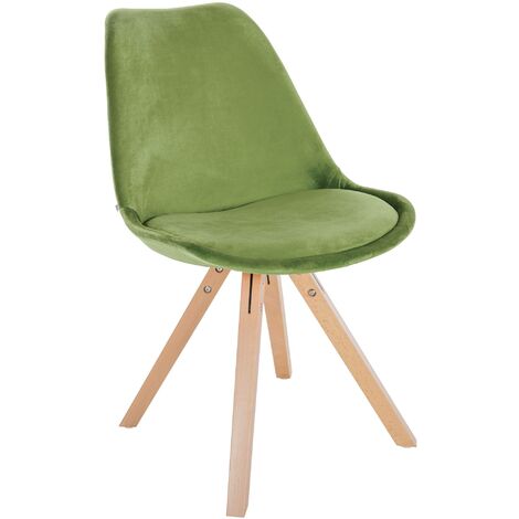 Silla de salón Sofia tapizada en terciopelo Verde claro Natural (cuadrado)