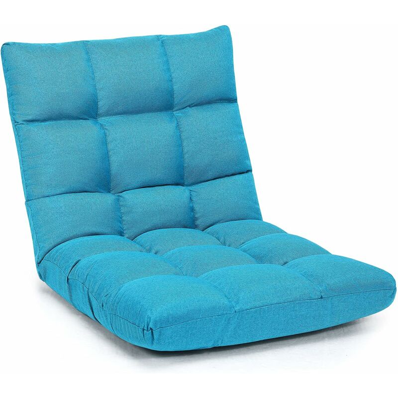 

Silla de Suelo con Respaldo Ajustable en 14 Posiciones Silla de Piso de Espuma (Azul Claro) - Costway