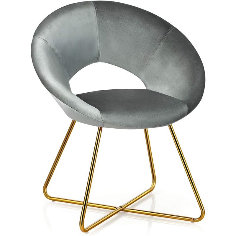 

Silla de Tapizado con Patas de Metal Silla de Terciopelo para Tocador Comedor Recepción Silla Moderna Carga hasta 120kg para Salón y Dormitorio (Gris)