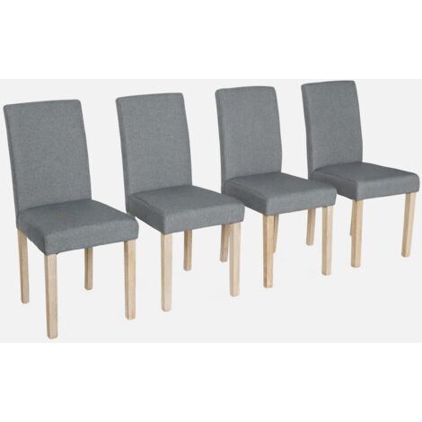 Silla de tela con patas de madera, set de 4