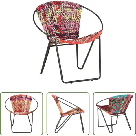 Silla de tela -  Silla circular chindi de tela multicolor