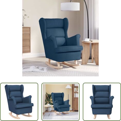 Silla de tela -  Silla mecedora de tela azul 74x90x102 cm