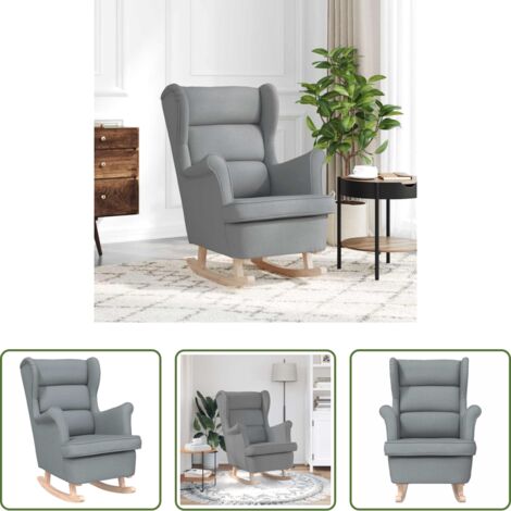Silla de tela -  Silla mecedora de tela gris claro 74x90x102 cm