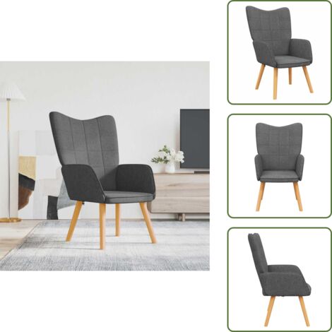 Silla de tela - vidaXL Silla de relajación de tela gris oscuro - Silla de espuma