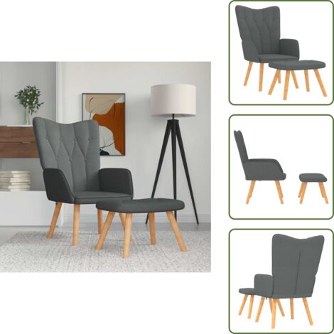 Silla de tela - vidaXL Sillón de relax con taburete tela gris oscuro - Silla de espuma