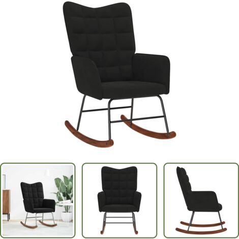 Silla de terciopelo -  Silla mecedora de terciopelo negro
