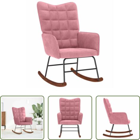 Silla de terciopelo -  Silla mecedora de terciopelo rosa
