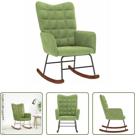 Silla de terciopelo -  Silla mecedora de terciopelo verde claro