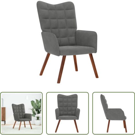 Silla de terciopelo -  Sillón de relax de terciopelo gris oscuro