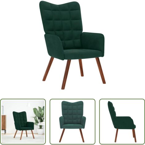 Silla de terciopelo -  Sillón de relax de terciopelo verde oscuro