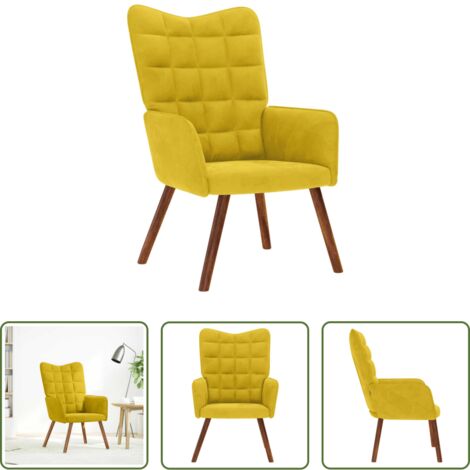 Silla de terciopelo -  Sillón de relax terciopelo amarillo