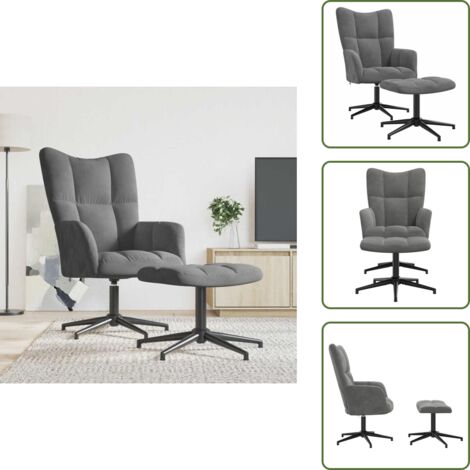Silla de terciopelo - vidaXL Sillón de relax con taburete terciopelo gris oscuro - Silla moderna