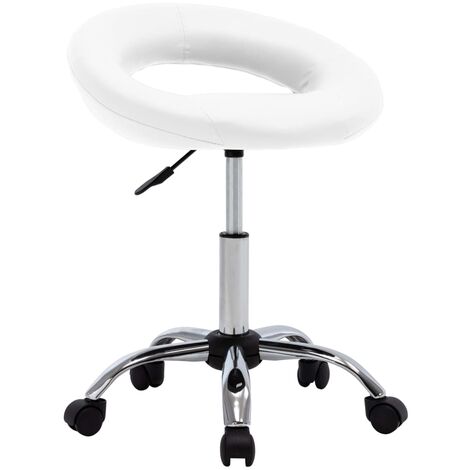 Silla de trabajo con ruedas cuero sintético blanco vidaXL
