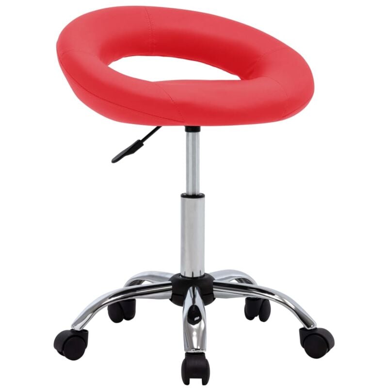 

vidaXL Silla de Trabajo con Ruedas Cuero Sintético Rojo - Rojo