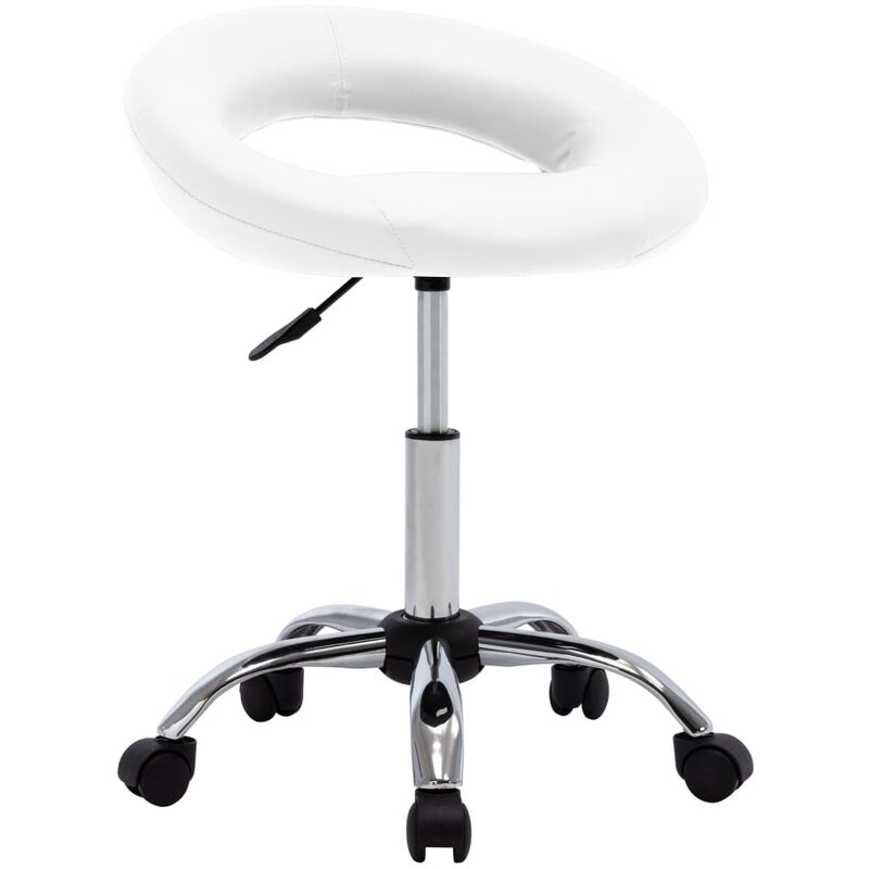 

Silla de trabajo con ruedas cuero sintético blanco - Blanco