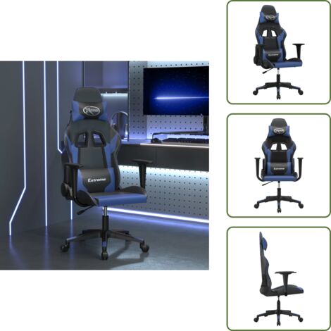 Silla de trabajo - vidaXL Silla gaming de masaje cuero sintético negro y azul - Silla de masaje