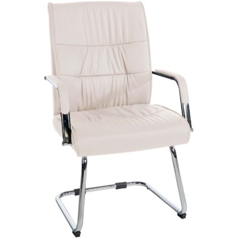 Silla de visita cantilever de piel sintética color crema con reposabrazos: comodidad y diseño moderno 100007776