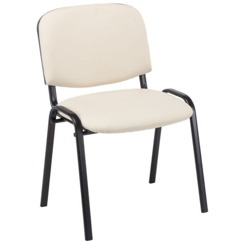 Silla de visita sentada tapizada en sintético crema BUR10072