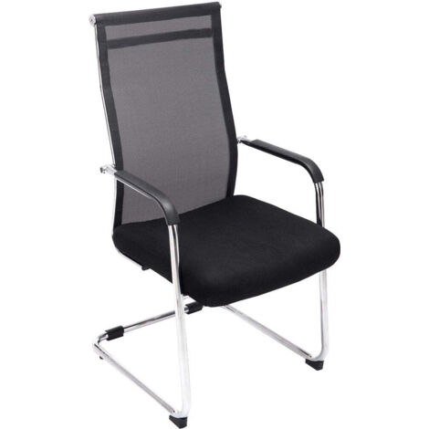 Silla de visita sillón de oficina con reposabrazos negros patas cromadas BUR10144