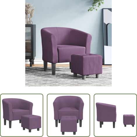 Silla decorativa -  Sillón con taburete tela morado