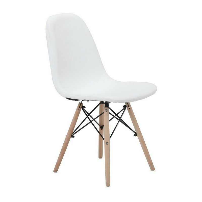 

Silla DELIA, madera, similpiel blanca